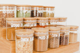 LUXE Glass and Bamboo Spice Jar Package - 12 pack