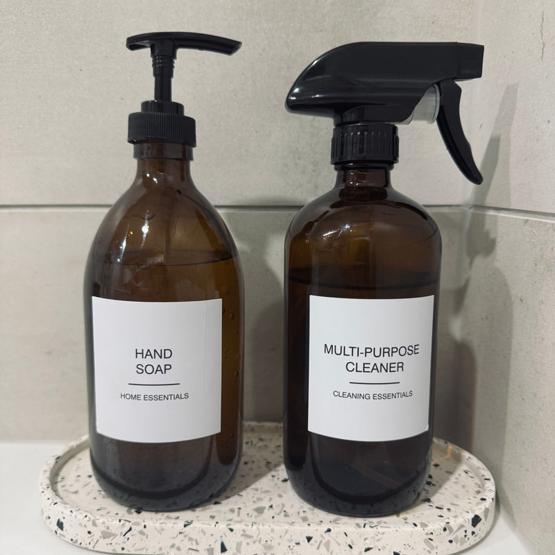 Simplify Glass Pump Bottle – Amber Edition 500ml