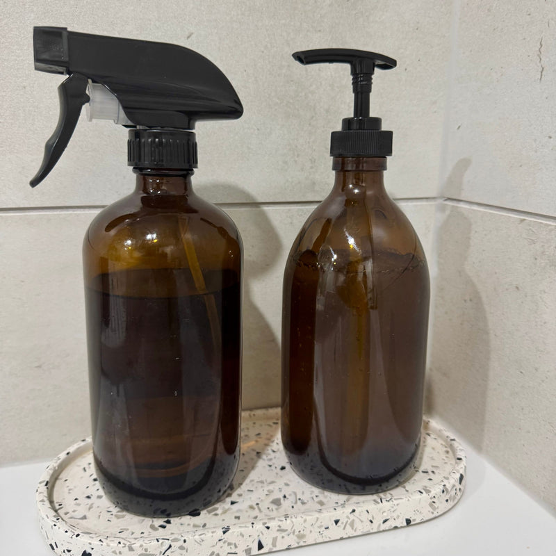Simplify Glass Pump Bottle – Amber Edition 500ml