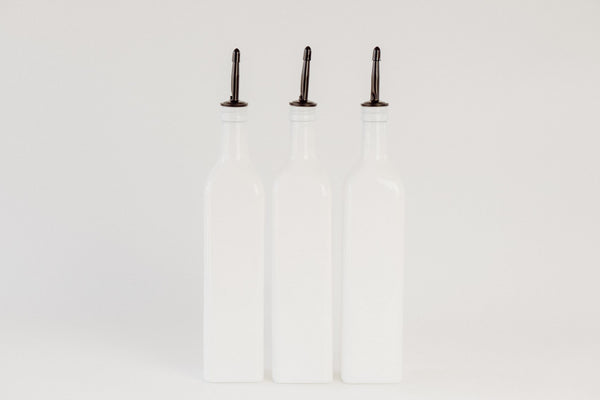 Glass Oil Bottle Trio