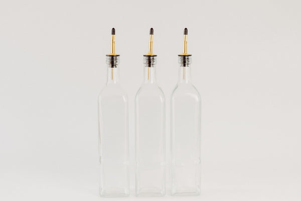 Glass Oil Bottle Trio