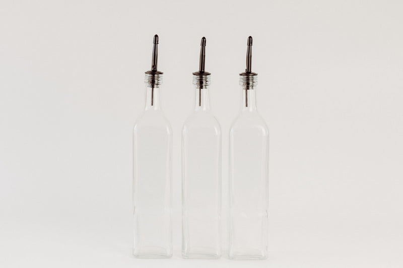 Glass Oil Bottle Trio